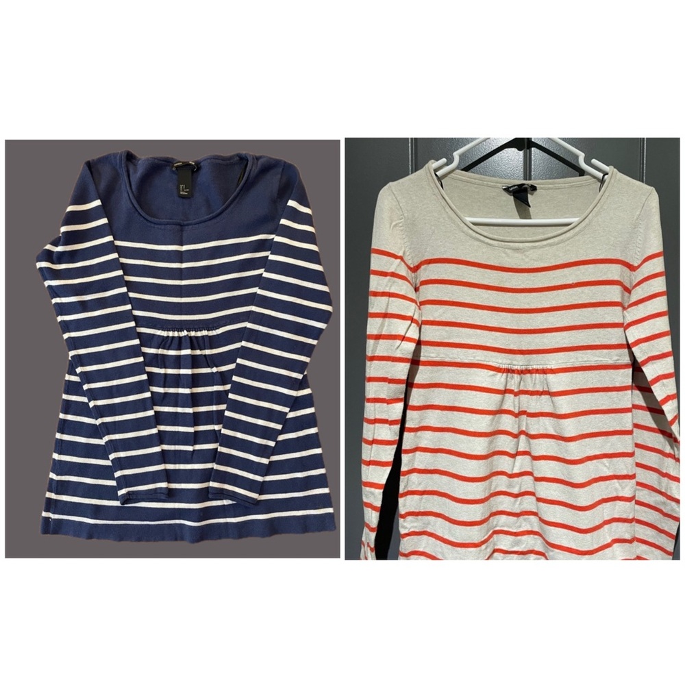 H&M Striped Crew Neck Sweaters